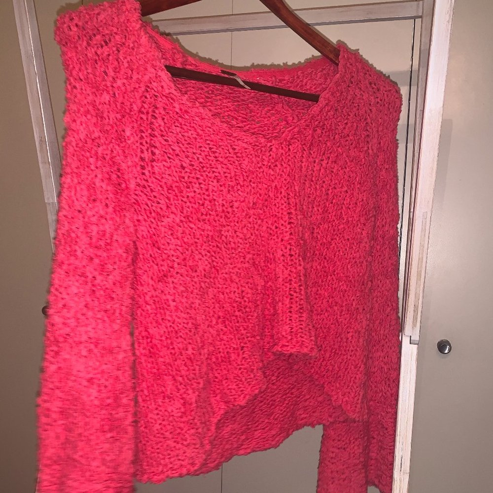 Free People Fuzzy Pink Sweater